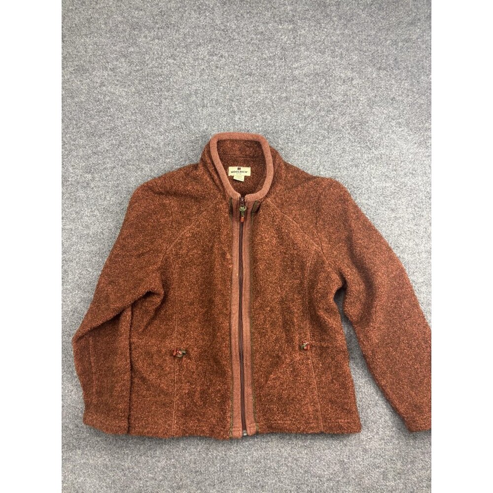 Woolrich Jacket Womens Large Brown Java Heather Knit Full Zip Stand Collar